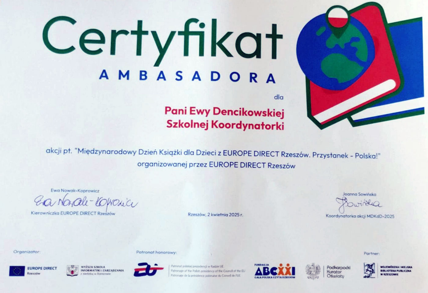 certyfikat d k