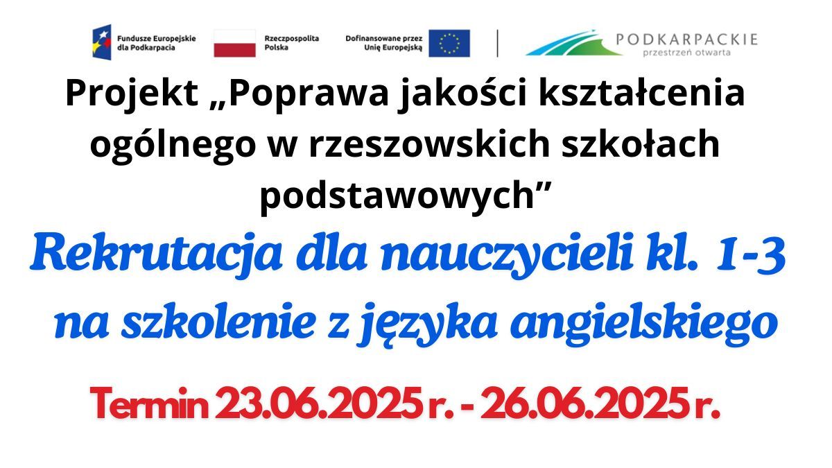 Rekrutacja na szkolenie z j. angielskiego skierowane do nauczycieli klas 1-3