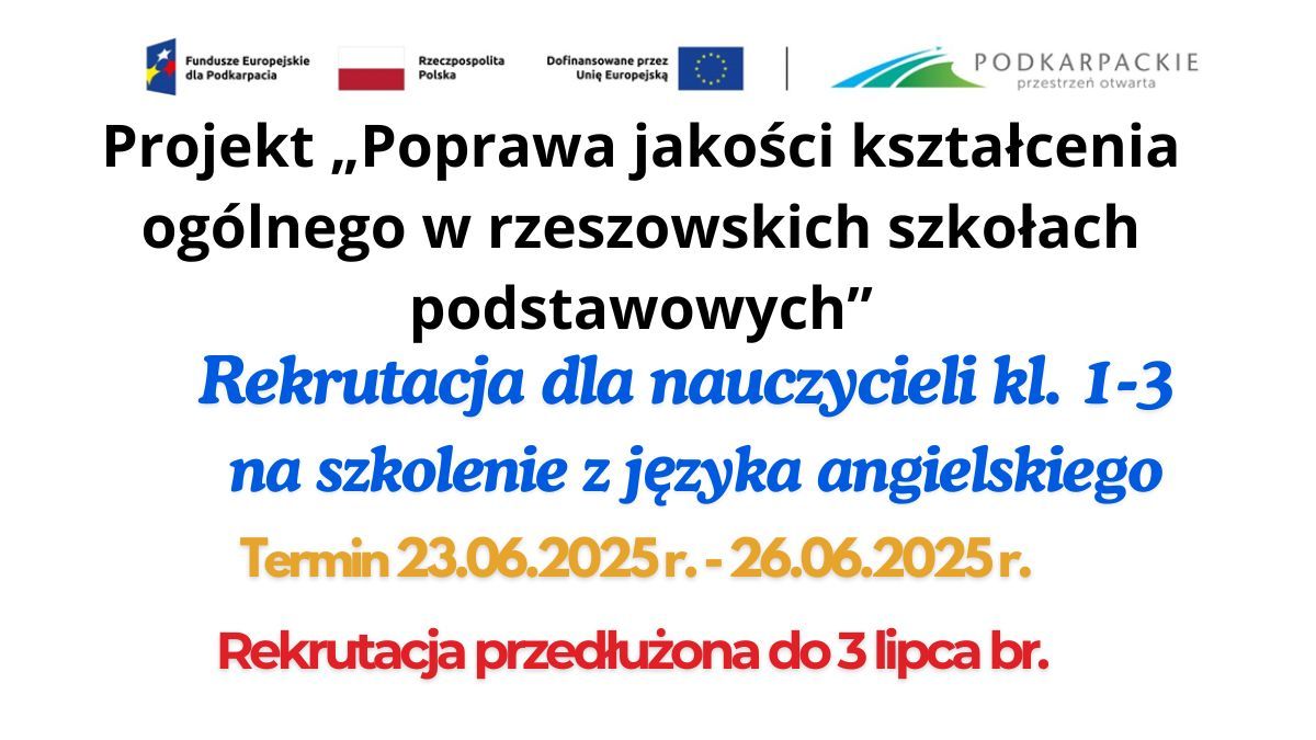 Rekrutacja na szkolenie z j. angielskiego skierowane do nauczycieli klas 1-3 - wyniki