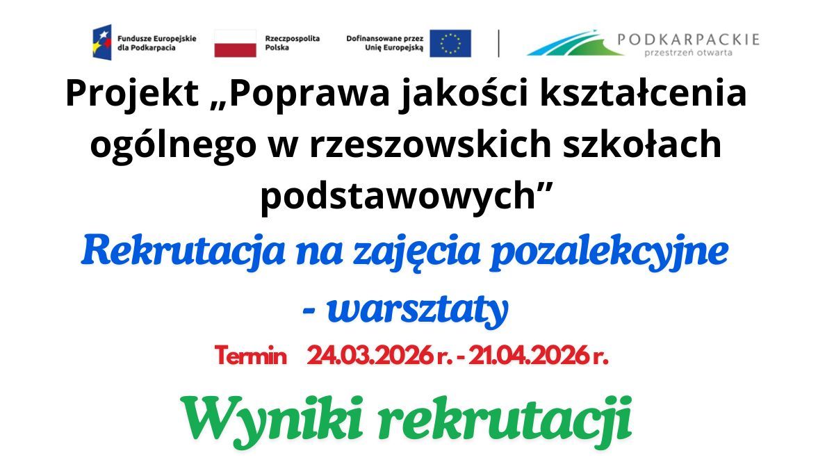 Rekrutacja na zajęcia pozalekcyjne - warsztaty - wyniki rekrutacji