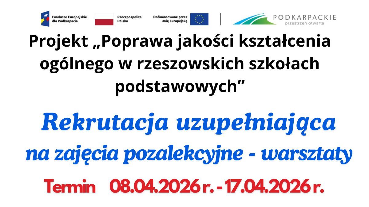 Rekrutacja uzupełniająca na zajęcia pozalekcyjne - warsztaty